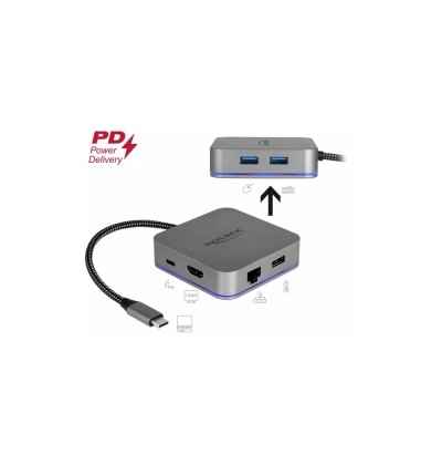 Docking Station USB Type-C 4K - HDMI / Hub / LAN / PD 3.0 con illuminazione a LED 