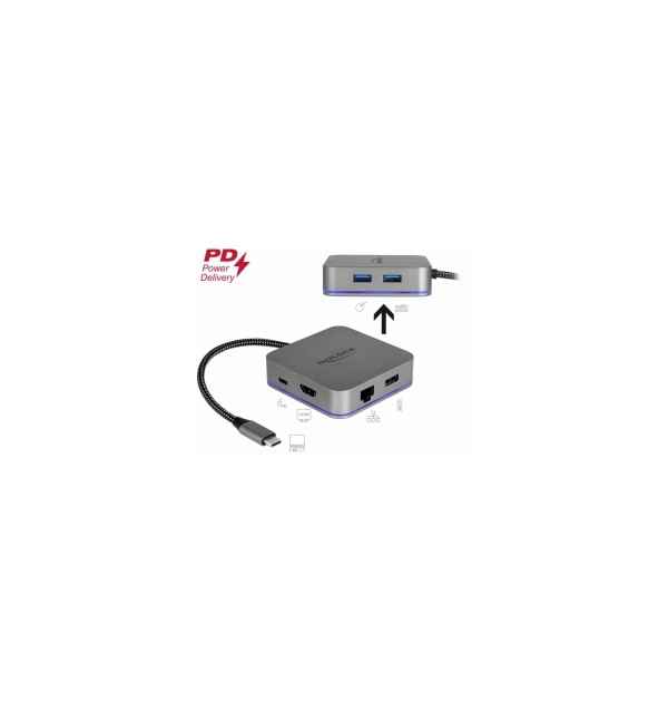 Docking Station USB Type-C 4K - HDMI / Hub / LAN / PD 3.0 con illuminazione a LED 