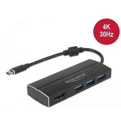 Adattatore USB Type-C - 3x USB 3.0 Tipo-A, 1x HDMI (DP Alt Mode) 4K 30 Hz