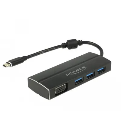 Adattatore USB Type-C - 3x USB 3.0 Tipo-A, 1x VGA (DP Alt Mode)
