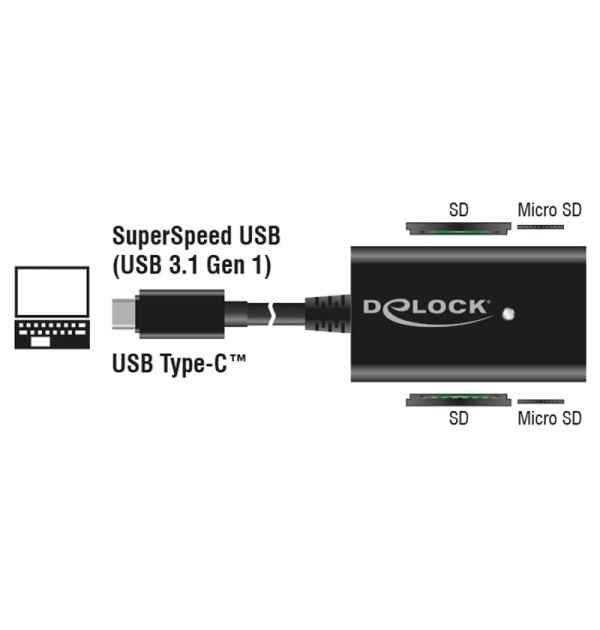 Card Reader USB 3.1 Gen 1 USB Type-C maschio 4 Slots