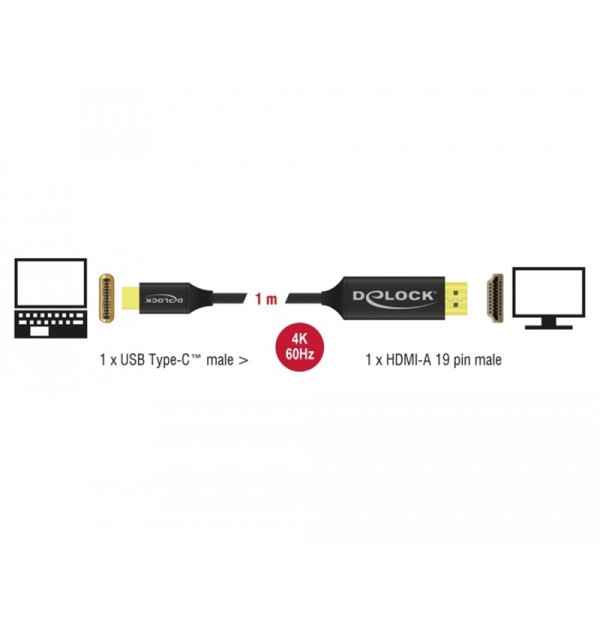 Cavo USB Type-C - HDMI (DP Alt Mode) 4K 60 Hz coassiale 1 m