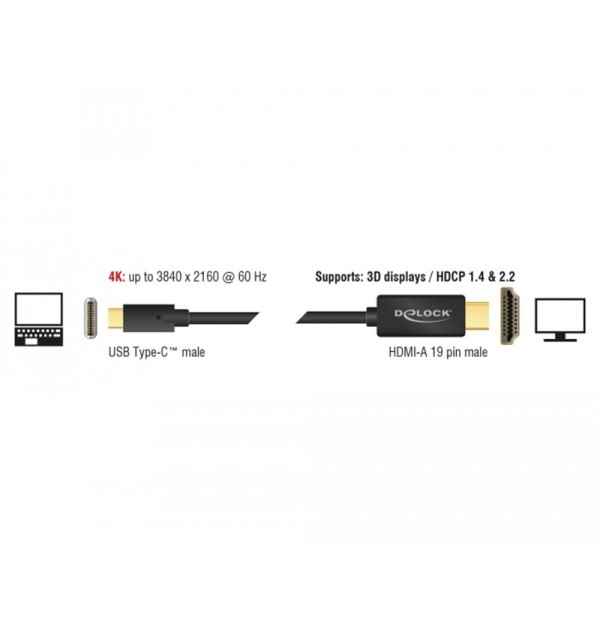 Cavo USB Type-C maschio - HDMI maschio (DP Alt Mode) 4K 60 Hz 1 m nero