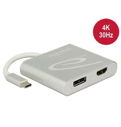 Adaptador USB Type-C - 1x HDMI + 1x DisplayPort 4K 30 Hz