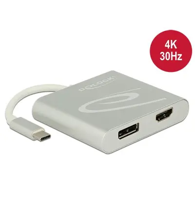 Adaptador USB Type-C - 1x HDMI + 1x DisplayPort 4K 30 Hz
